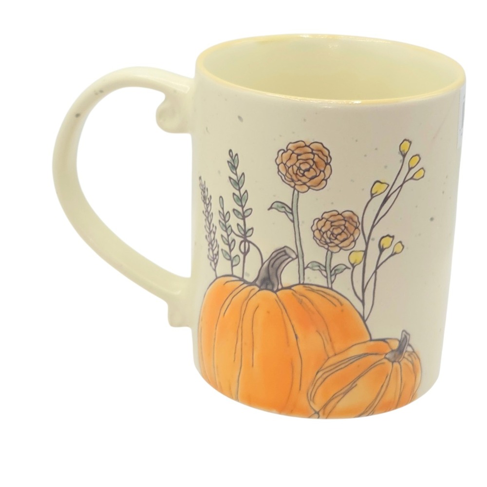 Spectrum Embossed Pumpkin Ceramic Coffee Mug 16oz Hand Painted Fall Kitchen